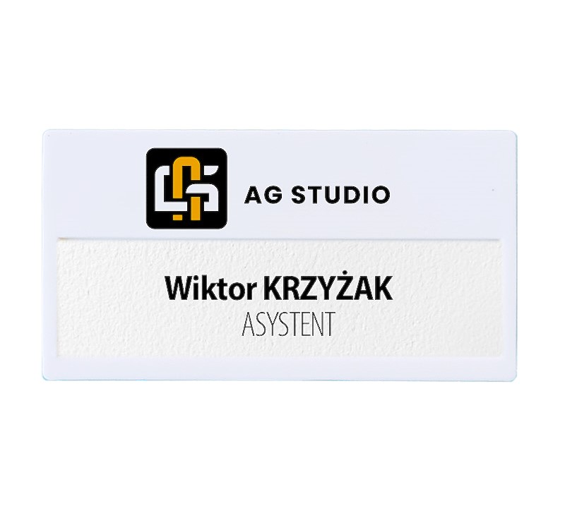 Name Badge with Window, Safety Pin and Hanger Fastening
